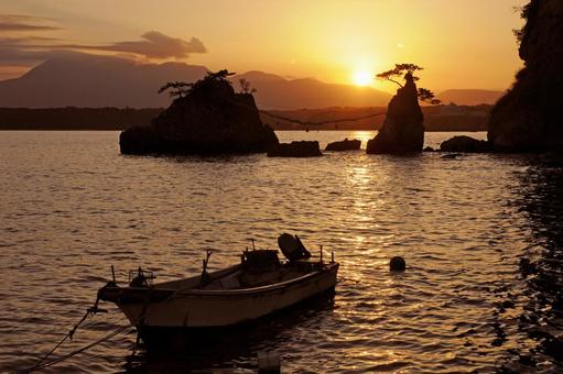 金輪島夕景15 夕景,海,夕日の写真素材