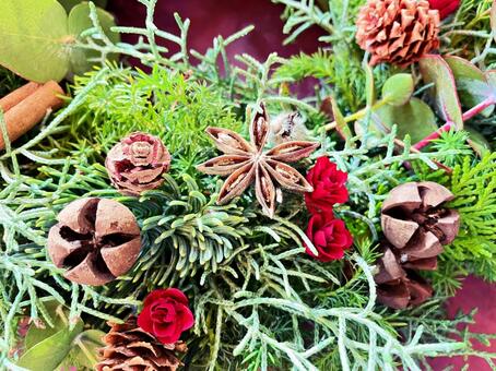 もみの木のクリスマスリース リース,クリスマス,もみの木の写真素材