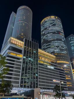 名古屋駅前の夜景 夜景,名古屋,駅の写真素材