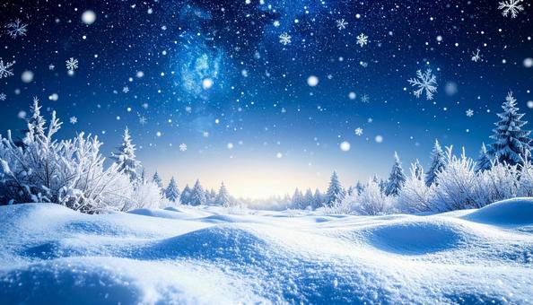 冬の夜空と雪原の幻想的風景 冬の夜空と雪原の幻想的風景の写真
