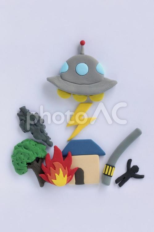 地球侵略　UFO　縦 ufo,地球,侵略の写真素材