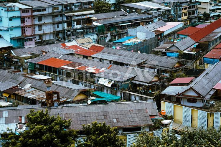 バンコク旧市街の密集地 バンコク,タイ,密集住宅の写真素材
