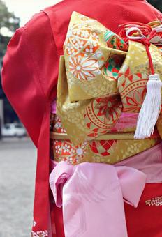 7歳の七五三2 7歳の七五三2 七五三,着物,帯結びの写真素材