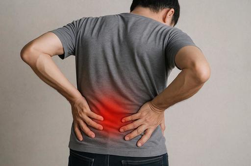 腰に痛みを感じている男性 腰に痛みを感じている男性の写真