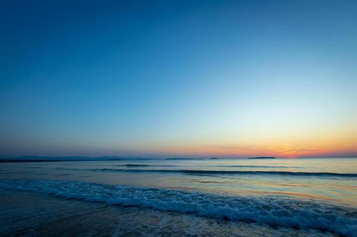 Sunset and the sea, soleil, mer, vague, JPG