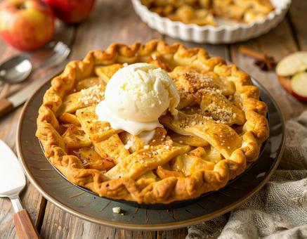 アイスクリーム添えのアップルパイ アイスクリーム添えのアップルパイの写真