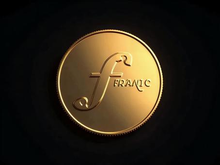 スイスフランマークが刻まれた金貨 スイスフランマークが刻まれた金貨の写真