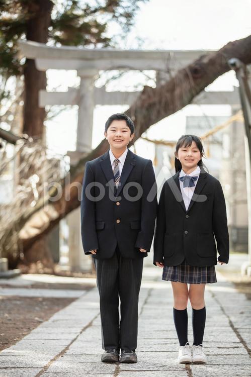 学生服を着た男女 制服,男女,学生服の写真素材