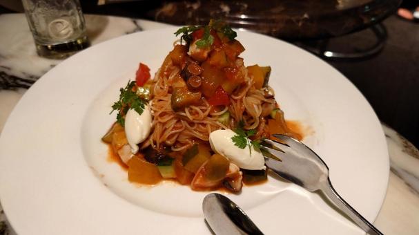 冷製パスタ 冷製パスタ 冷製パスタ,パスタ,麺の写真素材
