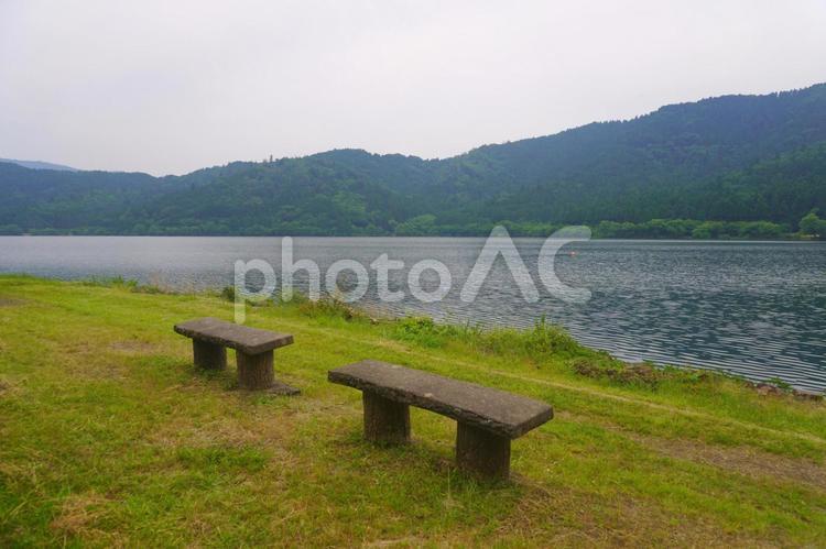 湖畔のベンチ②　余呉湖　滋賀県長浜市 自然,風景,景色の写真素材