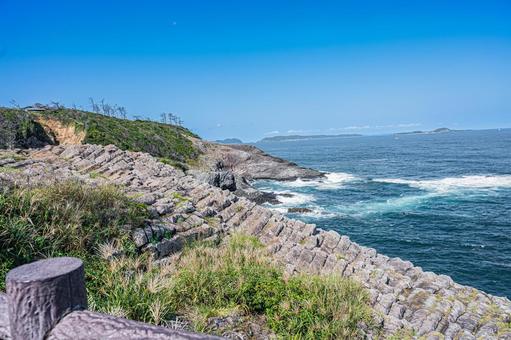 佐賀県　七ツ釜の風景 七ツ釜,佐賀,玄界灘の写真素材
