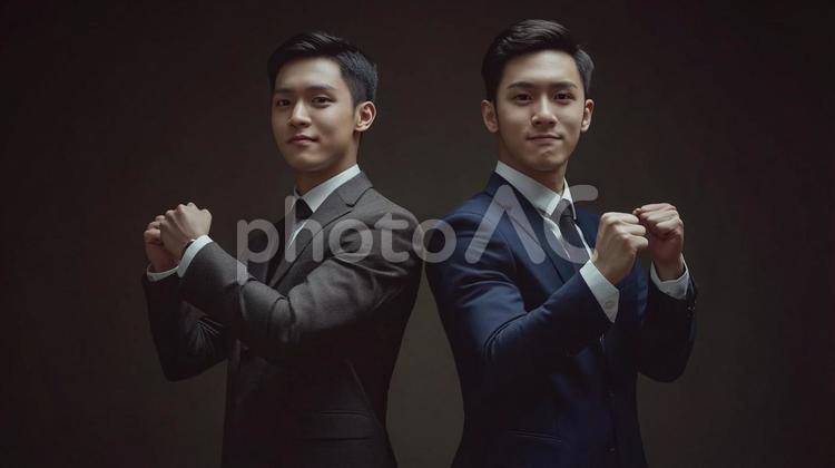 やる気満々の2人のビジネスマン ビジネスマン,ビジネス,人物の写真素材