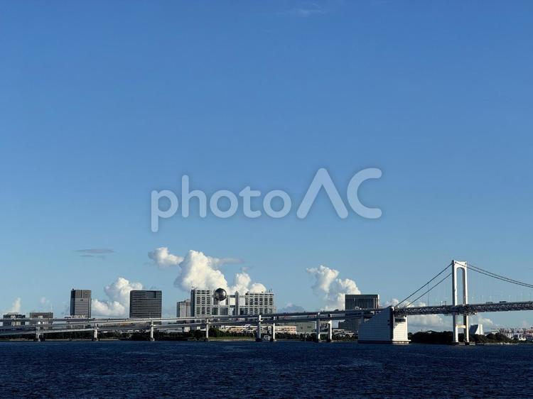 竹芝からお台場方面の風景 竹芝,お台場,レインボーブリッジの写真素材