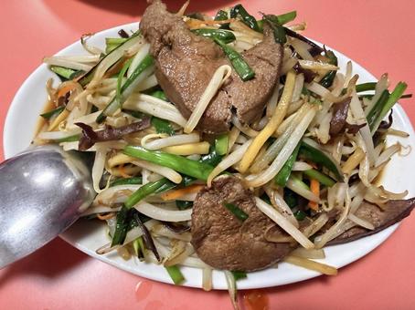 レバニラ炒め レバニラ炒め,レバー,もやしの写真素材