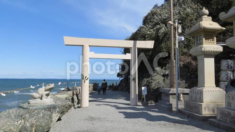 二見興玉神社　二の鳥居　蛙の石像 二見興玉神社,夫婦岩,神社の写真素材