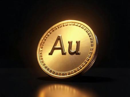 Auの文字が刻まれた金貨 Auの文字が刻まれた金貨の写真