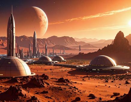 地球外惑星に建つ建造物の写真