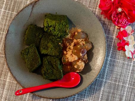 Warabimochi, matcha and plain, JPG Warabimochi, matcha and plain, JPG