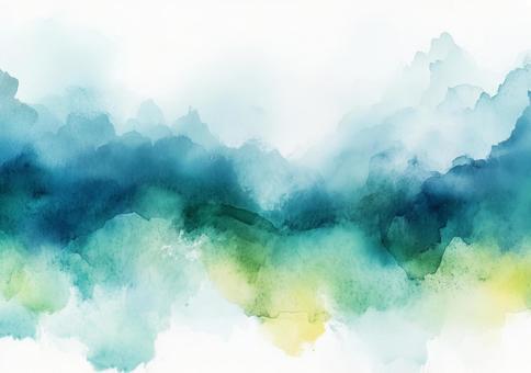 淡い緑の水彩グラデーション手描きの写真