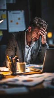 夜のオフィスで仕事に悩む男性 夜のオフィスで仕事に悩む男性の写真