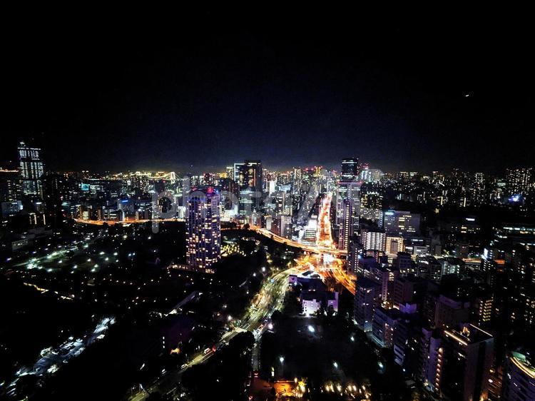 東京の夜景（ハイコントラスト） 夜景,夜,キラキラの写真素材