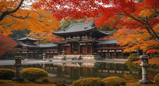 秋の紅葉 静かで穏やかな日本の古寺 秋の紅葉 静かで穏やかな日本の古寺の写真