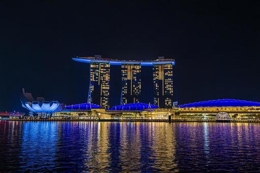 都市夜景 都市夜景,夜景,シンガポールの写真素材