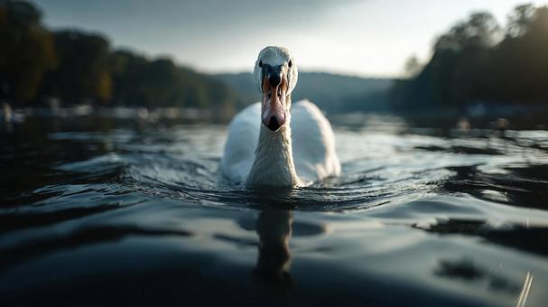 美しい白い水鳥 美しい白い水鳥の写真