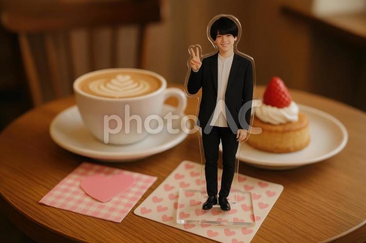 推しのアクスタとカフェ巡り 推し活,アクスタ,日本の写真素材