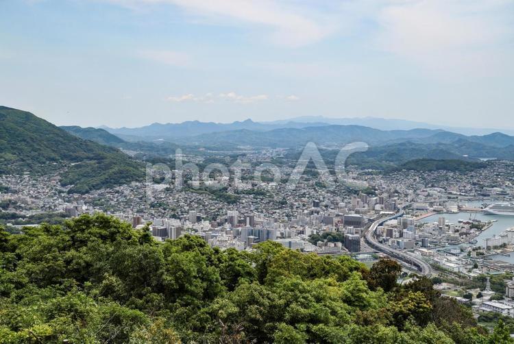 弓張岳から佐世保港と市街 佐世保,都市,港の写真素材