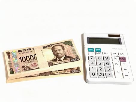 紙幣と電卓 紙幣,お金,帯付の写真素材