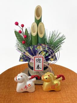 年賀状素材・干支・午年・門松 年賀状,年賀状素材,干支の写真素材