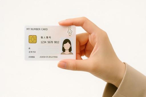 マイナンバーカードを手に持つ女性の手元 マイナンバーカードを手に持つ女性の手元の写真