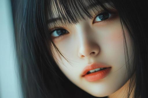 微笑の可愛い黒髪日本女性 微笑の可愛い黒髪日本女性の写真