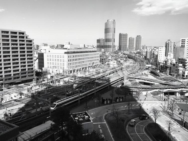 東京ソラマチから東武線を眼下に見下ろす 電車,鉄道,東武鉄道の写真素材