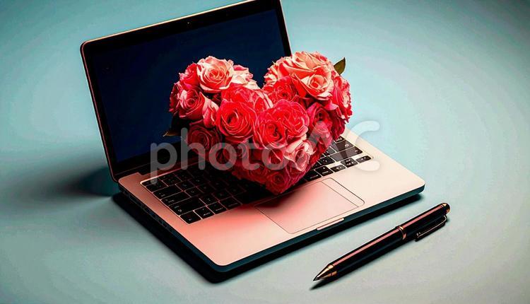 社内恋愛のイメージ 社内恋愛,pc,スマホの写真素材