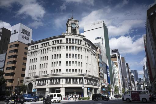 銀座風景.銀座和光 銀座風景.銀座和光 銀座,銀座四丁目,交差点の写真素材