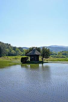 岩手・遠野市 荒神神社（春・5月） 荒神神社,田園,田園風景の写真素材