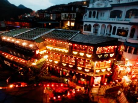 ミニチュアのような九份の夜景 ミニチュアのような九份の夜景 台湾,九份,ミニチュアの写真素材