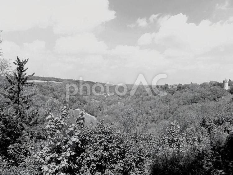 ブルク庭園からの眺望　タウパー峡谷３ ドイツ,ローテンブルク,ローテンブルグの写真素材