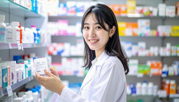 笑顔で働く薬剤師 笑顔で働く薬剤師の写真