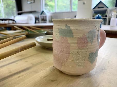 陶芸したよ 陶芸したよ マグカップ,陶芸,手作りの写真素材