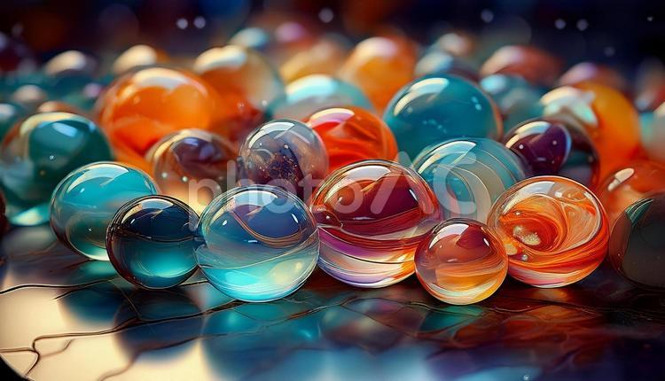 たくさんのビー玉 背景素材,幻想的,ガラスの写真素材
