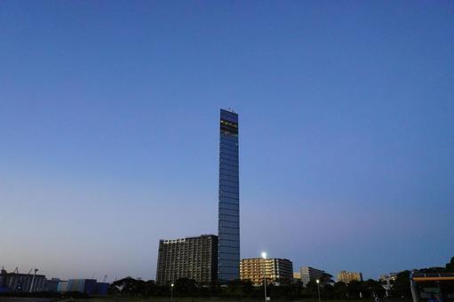 千葉ポートタワー 千葉みなと,夕景,海の写真素材