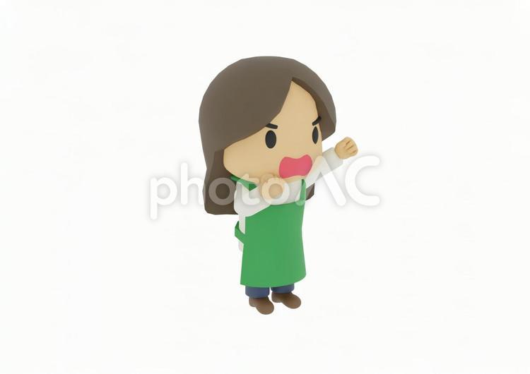 手を上げ抗議反対デモするコンビニ女性店員 コンビニ,スーパーマーケット,コンビニエンスストアの写真素材