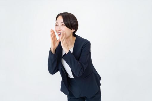 呼ぶ女性 ビジネス,オフィス,呼びかけの写真素材