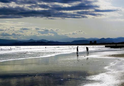 湘南・たそがれ時間 湘南・たそがれ時間 湘南,鵠沼海岸,海の写真素材