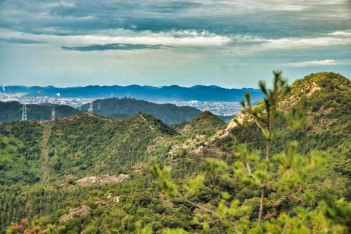 高御位山 播磨平野,山岳,平野の写真素材