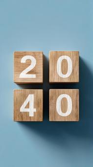 木の質感が美しい2040年の数字ブロック 木の質感が美しい2040年の数字ブロックの写真