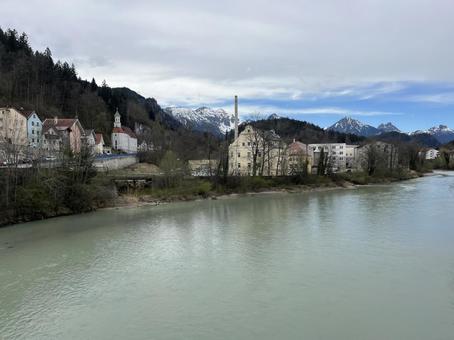 フュッセン フュッセン フュッセン,川,バイエルンの写真素材
